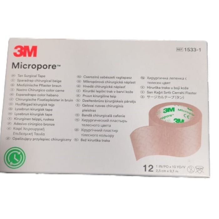 0 3m Micropore Tan Surgcal 1inx10yd Tape 12ct Office Tape