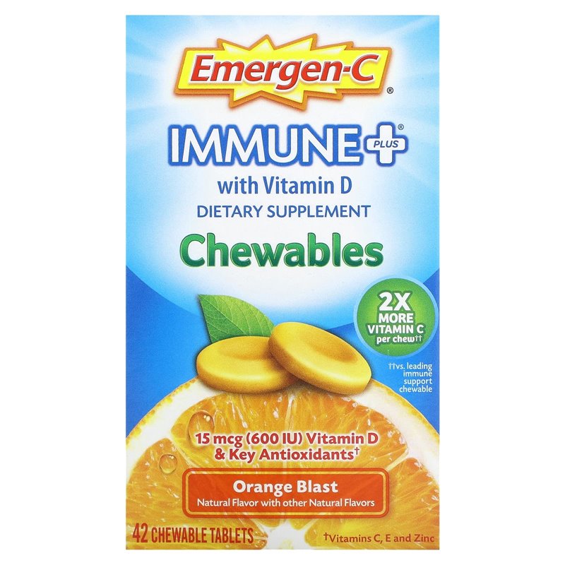 Emergen-C Emergen-C Immune  Support+Chewable Tablets Orange Blast - 42ct Vitamins & Supplements