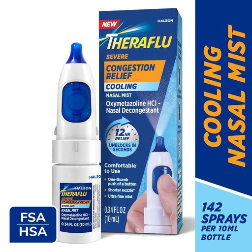 Theraflu Theraflu Severe Congestion Relief Nasal Mist, Cooling Menthol, 12 Hour Relief, 0.34 fl oz Respiratory Care