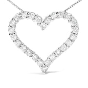 Bids.com .925 Sterling Silver 2.0 Cttw Diamond Open Heart 18" Pendant Necklace (I-J Color, I2-I3 Clarity) Necklaces
