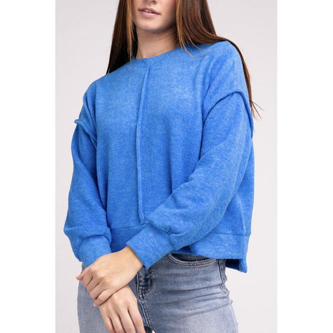 Brushed Melange Hacci Hi-Low Hem Sweater