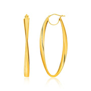 Bids.com 14k Yellow Gold Twist Motif Oval Shape Hoop Earrings Earrings