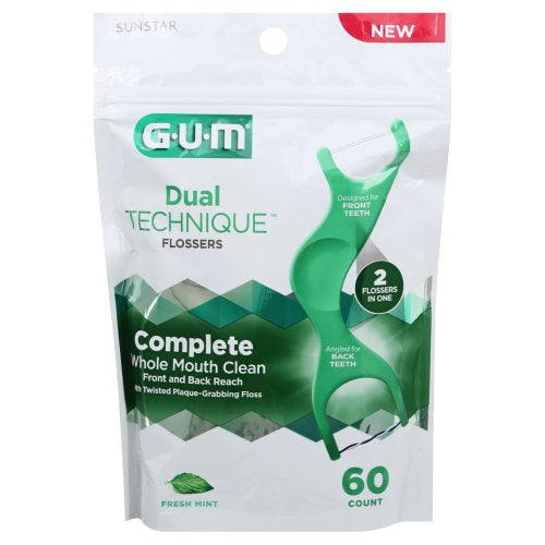 GUM GUM Dual Technique Fresh Mint Flossers Oral Care Lavender