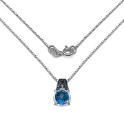 Bids.com 4.94 Carat Genuine Swiss Blue Topaz, Blue Diamond & White Diamond .925 Sterling Silver Pendant Pendants