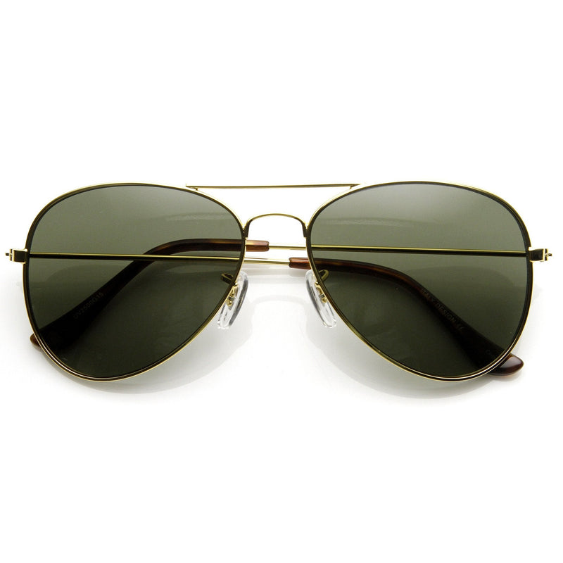 zeroUV Limited Dead Stock Glass Lens Classic Metal Military Aviator Sunglasses 1042 Sunglasses