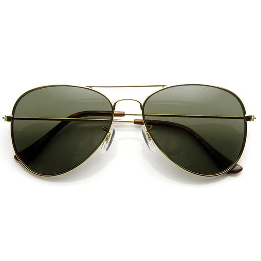 zeroUV Limited Dead Stock Glass Lens Classic Metal Military Aviator Sunglasses 1042 Sunglasses
