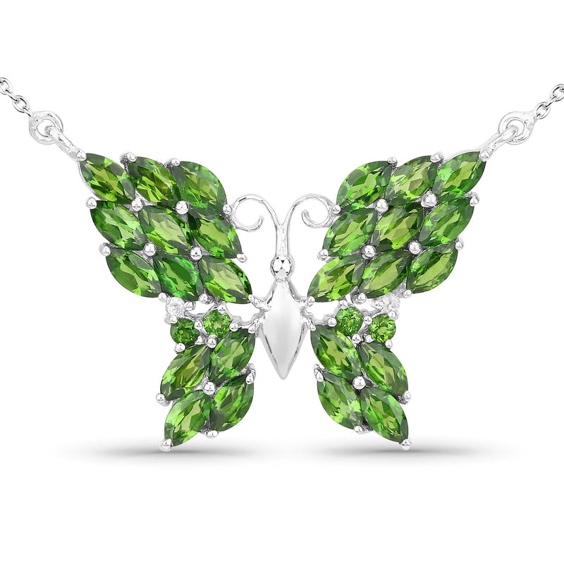 Bids.com 4.88 Carat Genuine Chrome Diopside and White Topaz .925 Sterling Silver Pendant Pendants