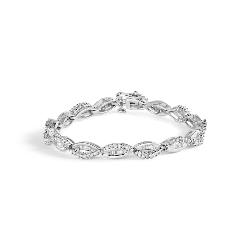 Bids.com 14K White Gold 2.00 Cttw Diamond Swirl and Pear Shape Link Bracelet (I-J Color, I2-I3 Clarity) - 7" Bracelets