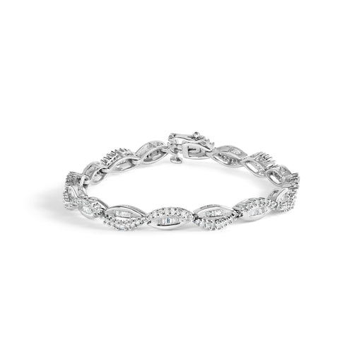 Bids.com 14K White Gold 2.00 Cttw Diamond Swirl and Pear Shape Link Bracelet (I-J Color, I2-I3 Clarity) - 7" Bracelets