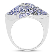 Bids.com 3.65 Carat Genuine Tanzanite .925 Sterling Silver Ring Rings