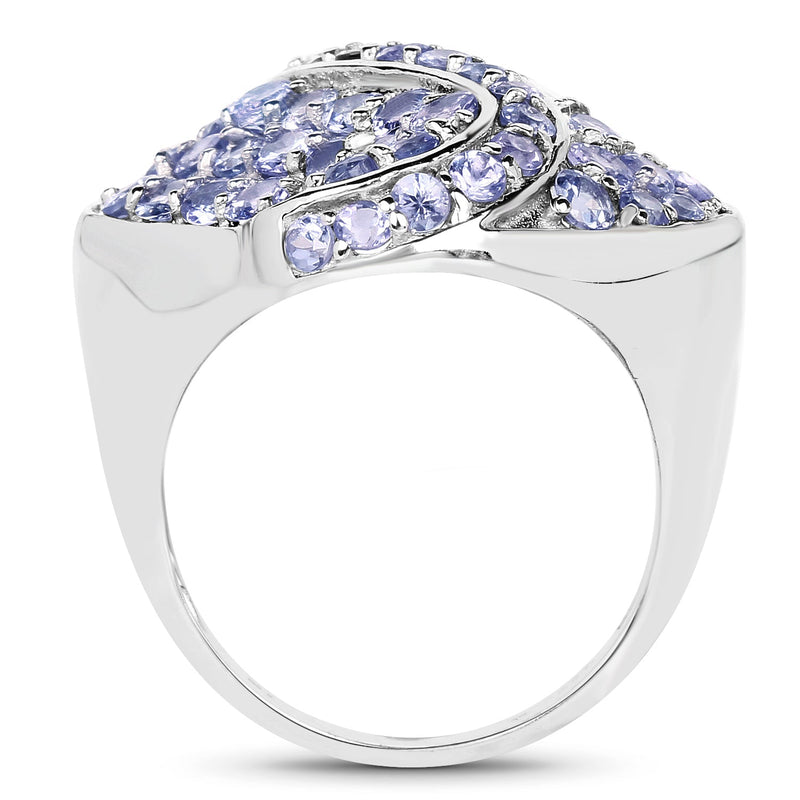 Bids.com 3.65 Carat Genuine Tanzanite .925 Sterling Silver Ring Rings