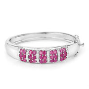 Bids.com 6.65 Carat Genuine Ruby and White Topaz .925 Sterling Silver Bracelet Bracelets
