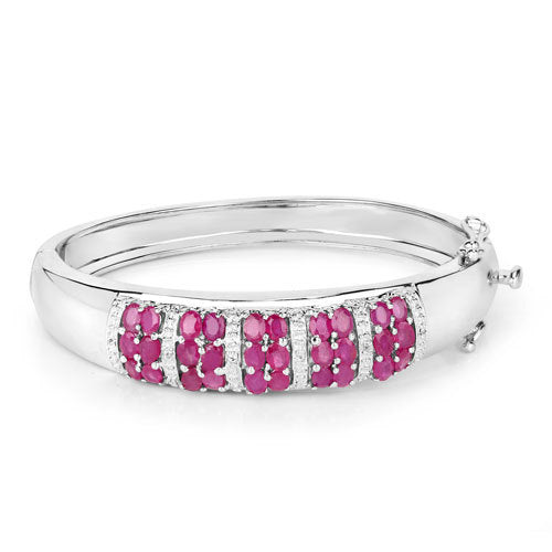 Bids.com 6.65 Carat Genuine Ruby and White Topaz .925 Sterling Silver Bracelet Bracelets