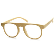 zeroUV Artistic Wood Print Indie Key Hole Flat Top Round Clear Lens Glasses 9152 Glasses