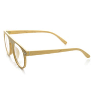 zeroUV Artistic Wood Print Indie Key Hole Flat Top Round Clear Lens Glasses 9152 Glasses