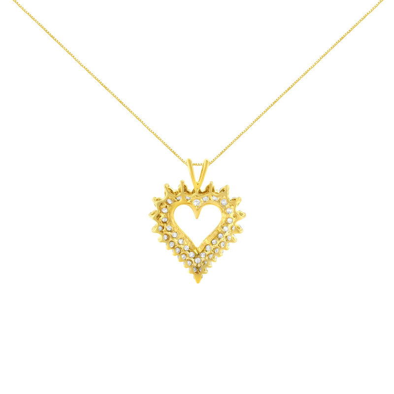 Bids.com 14K Yellow Gold Plated .925 Sterling Silver Brilliant-Cut Diamond Open Heart 18" Pendant Necklace (K-L Color, I1-I2 Clarity) Necklaces