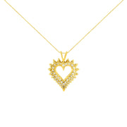 Bids.com 14K Yellow Gold Plated .925 Sterling Silver 3.00 Cttw Round Cut Diamond Cluster Heart 18" Pendant Necklace (K-L Color, I1-I2 Clarity) Necklaces