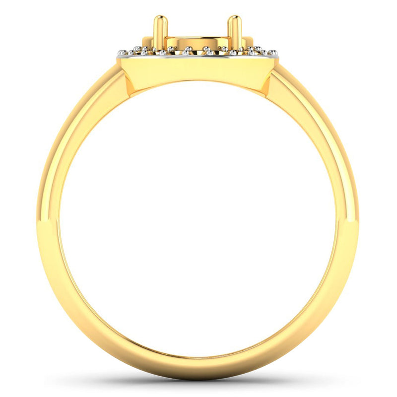 Bids.com 0.22 Carat Genuine White Diamond 14K Yellow Gold Semi Mount Ring - holds 9x7mm Oval Gemstone Rings