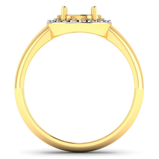 Bids.com 0.22 Carat Genuine White Diamond 14K Yellow Gold Semi Mount Ring - holds 9x7mm Oval Gemstone Rings