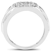 Bids.com 14K White Gold Plated 0.24 Carat Genuine White Diamond .925 Sterling Silver Ring Rings