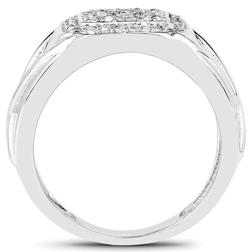 Bids.com 14K White Gold Plated 0.24 Carat Genuine White Diamond .925 Sterling Silver Ring Rings