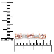 Bids.com 1.38 Carat Genuine Morganite and White Diamond .925 Sterling Silver Bracelet Bracelets