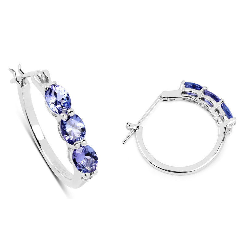 Bids.com 1.99 Carat Genuine Tanzanite and White Diamond .925 Sterling Silver Earrings Earrings
