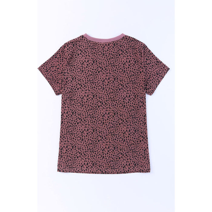 Animal Print Round Neck Short Sleeve T-Shirt