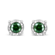 Bids.com Sterling Silver Rose Cut Treated Green Diamond Solitaire Stud Earrings (0.25 cttw, Green Color, I2-I3 Clarity) Earrings