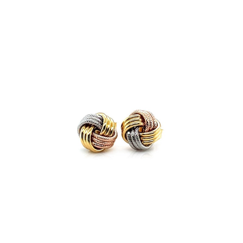 Bids.com Love Knot Post Earrings in 14k Tri Color Gold Earrings