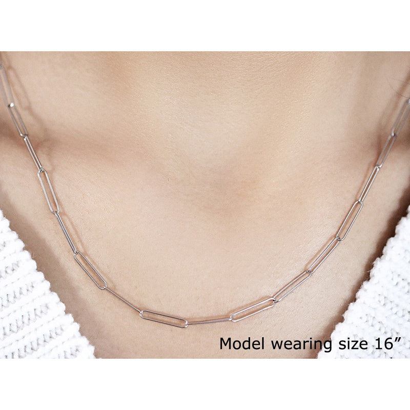 Bids.com 14k White Gold Wire Paperclip Chain (2.7mm) Necklaces