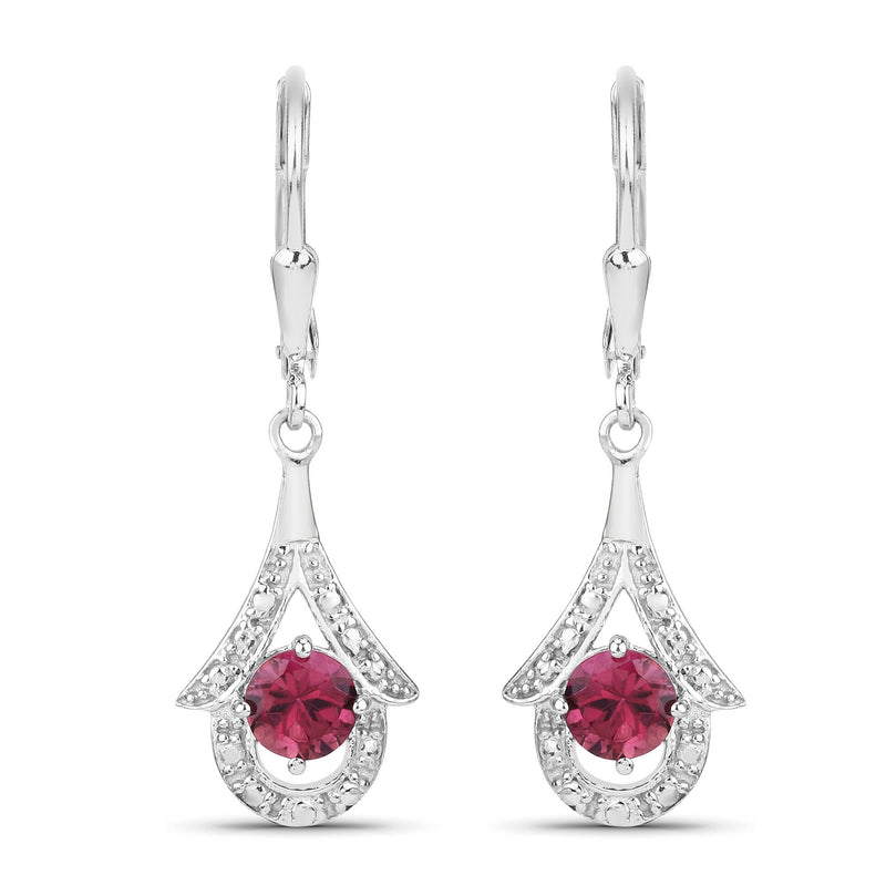Bids.com 1.20 Carat Genuine Pink Tourmaline .925 Sterling Silver Earrings Earrings