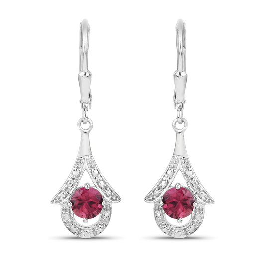 Bids.com 1.20 Carat Genuine Pink Tourmaline .925 Sterling Silver Earrings Earrings