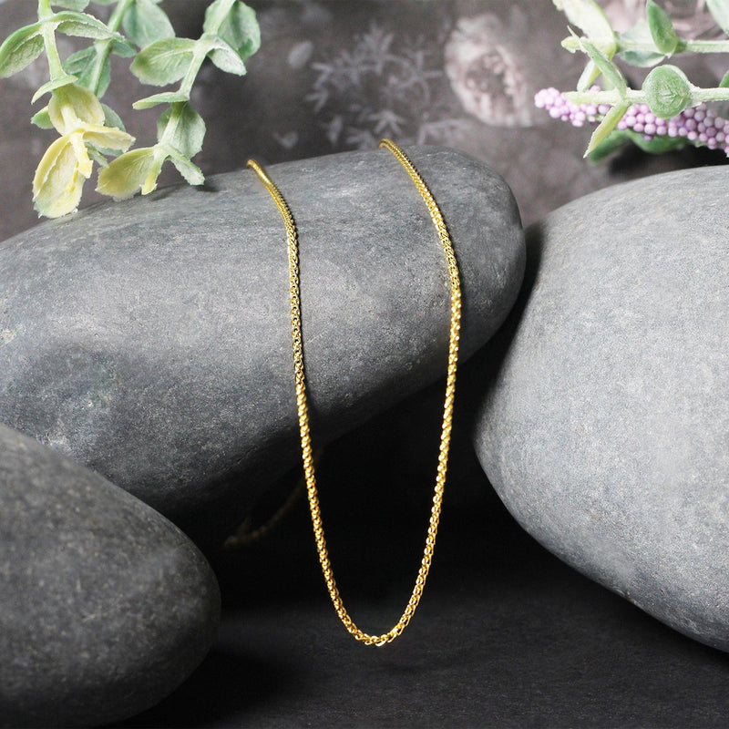 Bids.com 14k Yellow Gold Diamond Cut Round Wheat Chain 1.1mm Necklaces