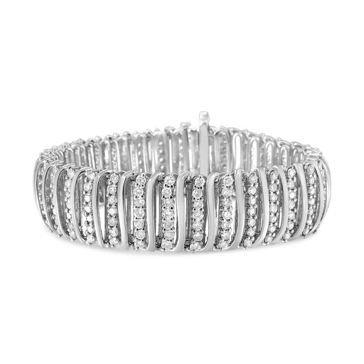 Bids.com .925 Sterling Silver 8 1/2 Cttw Diamond 7 Row Chevron "S" Curved Link Tennis Bracelet (I-J color, I1-I2 clarity) - 7.25" Bracelets