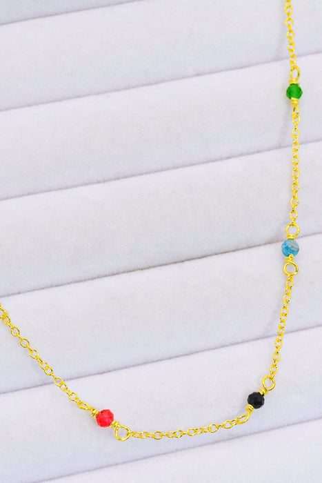 18K Gold-Plated Multicolored Bead Necklace