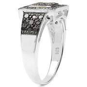Bids.com 0.77 Carat Genuine Black Diamond .925 Sterling Silver Ring Rings