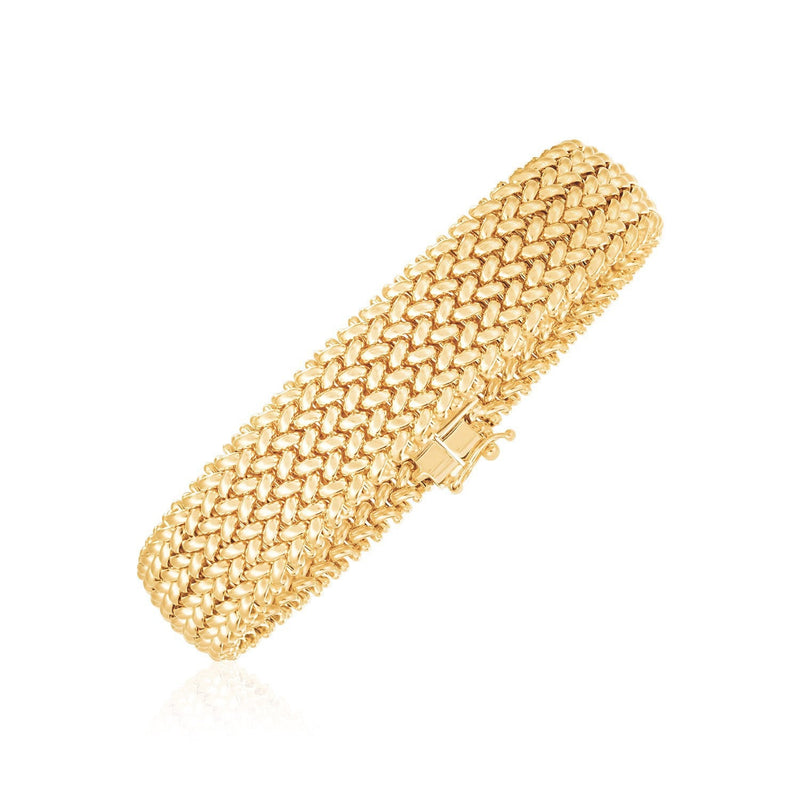 Bids.com 14k Yellow Gold High Polish Thick Braided Bracelet (14.5mm) Bracelets
