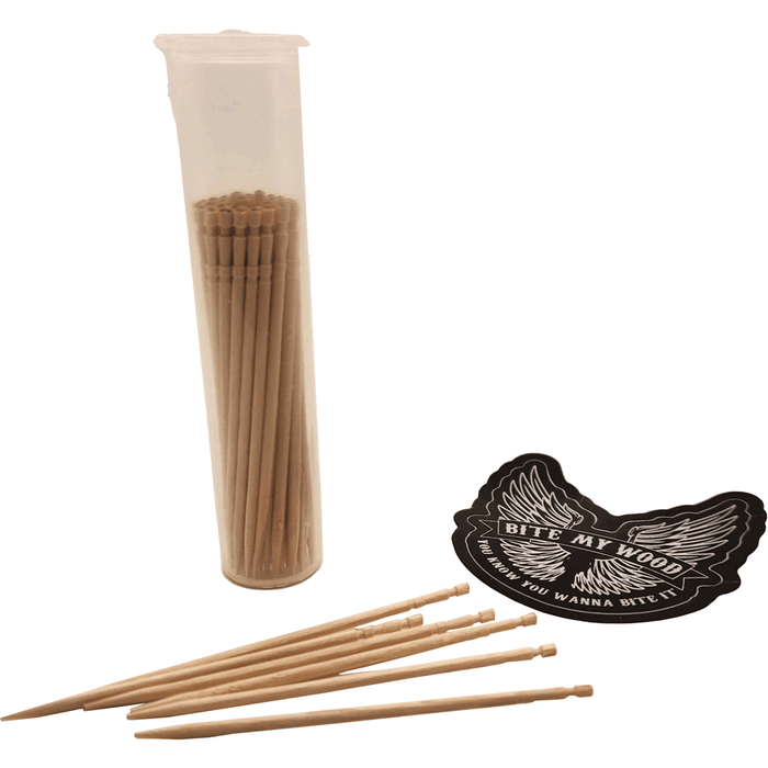 Bitemywood Unflavored High Quality Usa Birchwood Toothpicks In Plastic Tube Or Jars - 2 Sizes Available