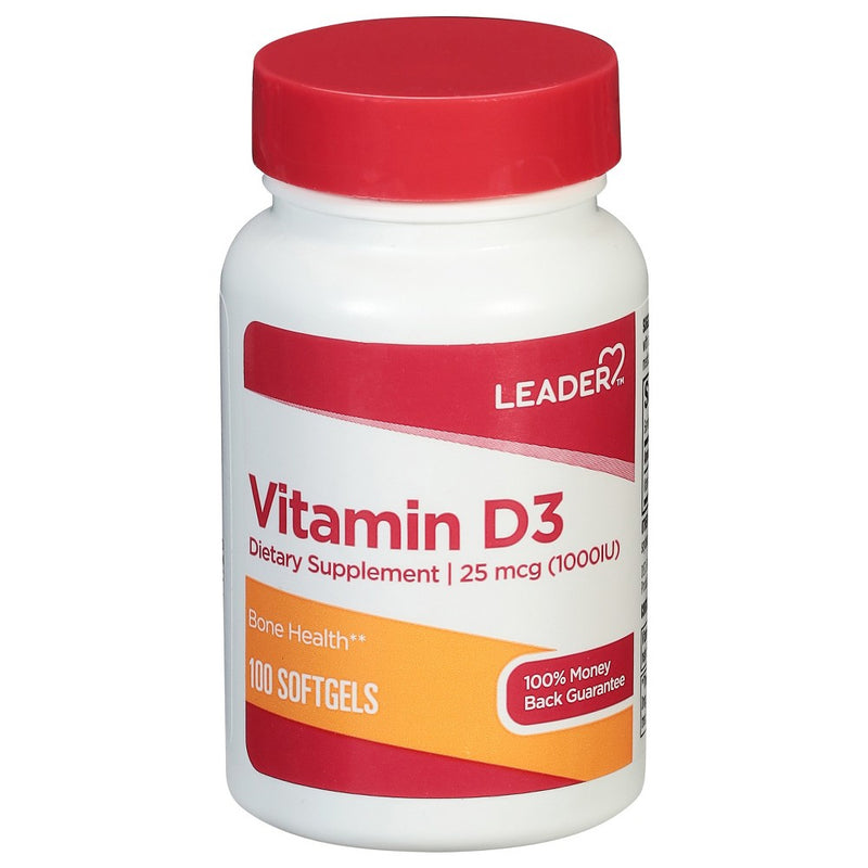 Leader Leader 25 Mcg (1000IU) Vitamin D3 100 Softgels Vitamins & Supplements