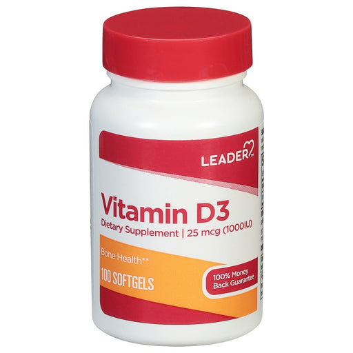 Leader Leader 25 Mcg (1000IU) Vitamin D3 100 Softgels Vitamins & Supplements
