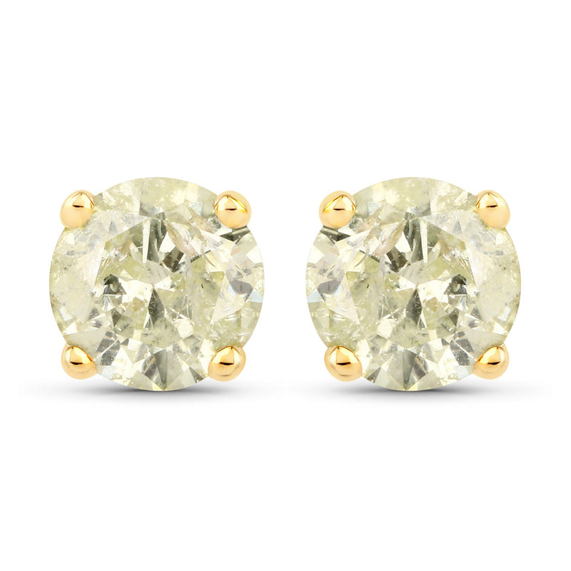 Bids.com 1.12 Carat Genuine LB Diamond 14K Yellow Gold Earrings Earrings