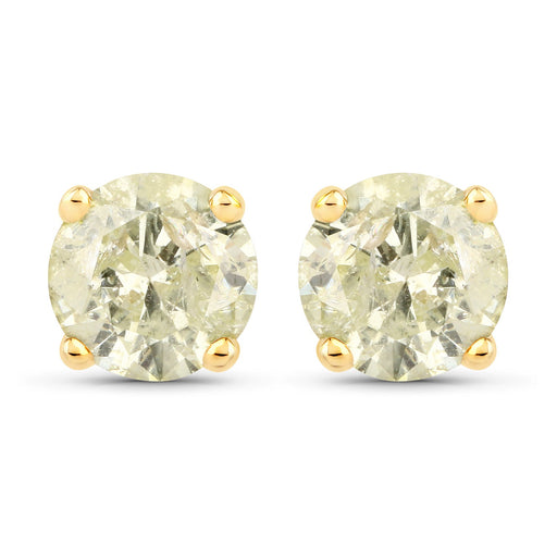 Bids.com 1.12 Carat Genuine LB Diamond 14K Yellow Gold Earrings Earrings