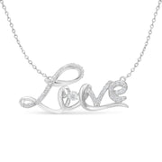Bids.com .925 Sterling Silver 1/4 Cttw Diamond Cursive "Love" 18" Pendant Necklace (H-I Color, I1-I2 Clarity) Necklaces