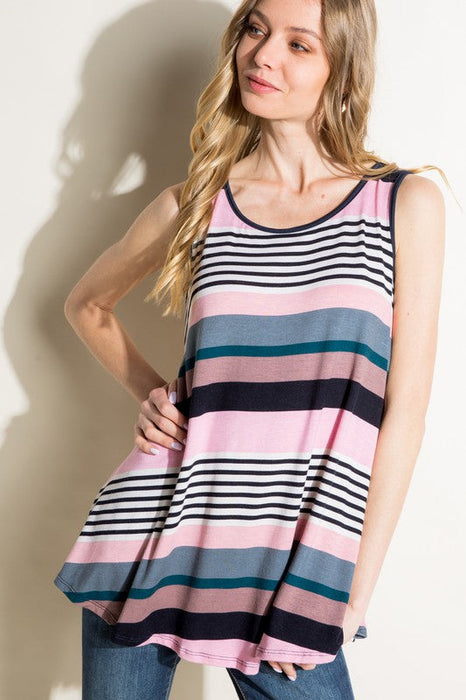 Multi Stripe Jersey Tank Top