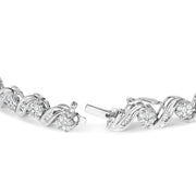 Bids.com 14K White Gold 2.00 Cttw Diamond Cluster and Spiral Link Bracelet (I-J Color, I1-I2 Clarity) - 7" Bracelets