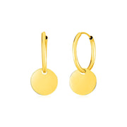 Bids.com 14k Yellow Gold Huggie Style Hoop Earrings with Circle Drops Earrings