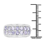Bids.com 1.44 Carat Genuine Tanzanite & White Topaz .925 Sterling Silver Ring Rings
