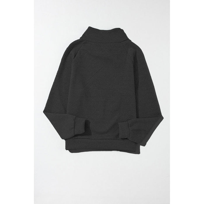 Textured Turtleneck Long Sleeve Sweatshirt