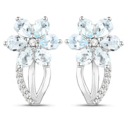 Bids.com 1.54 Carat Genuine Aquamarine and White Topaz .925 Sterling Silver Earrings Earrings